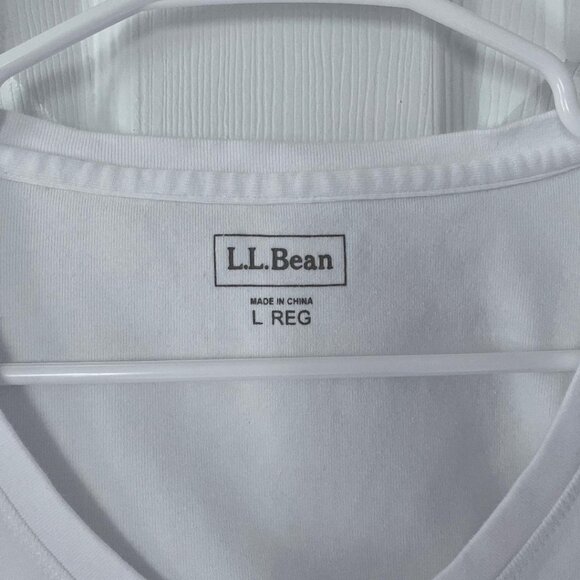 L.L.Bean, Women's, Double L Rib-Knit Tee Vneck Elbow Sleeve, White, Large - Picture 4 of 5